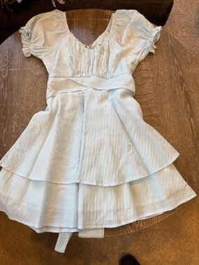 Katie J NYC Pale Blue Tiered Dress